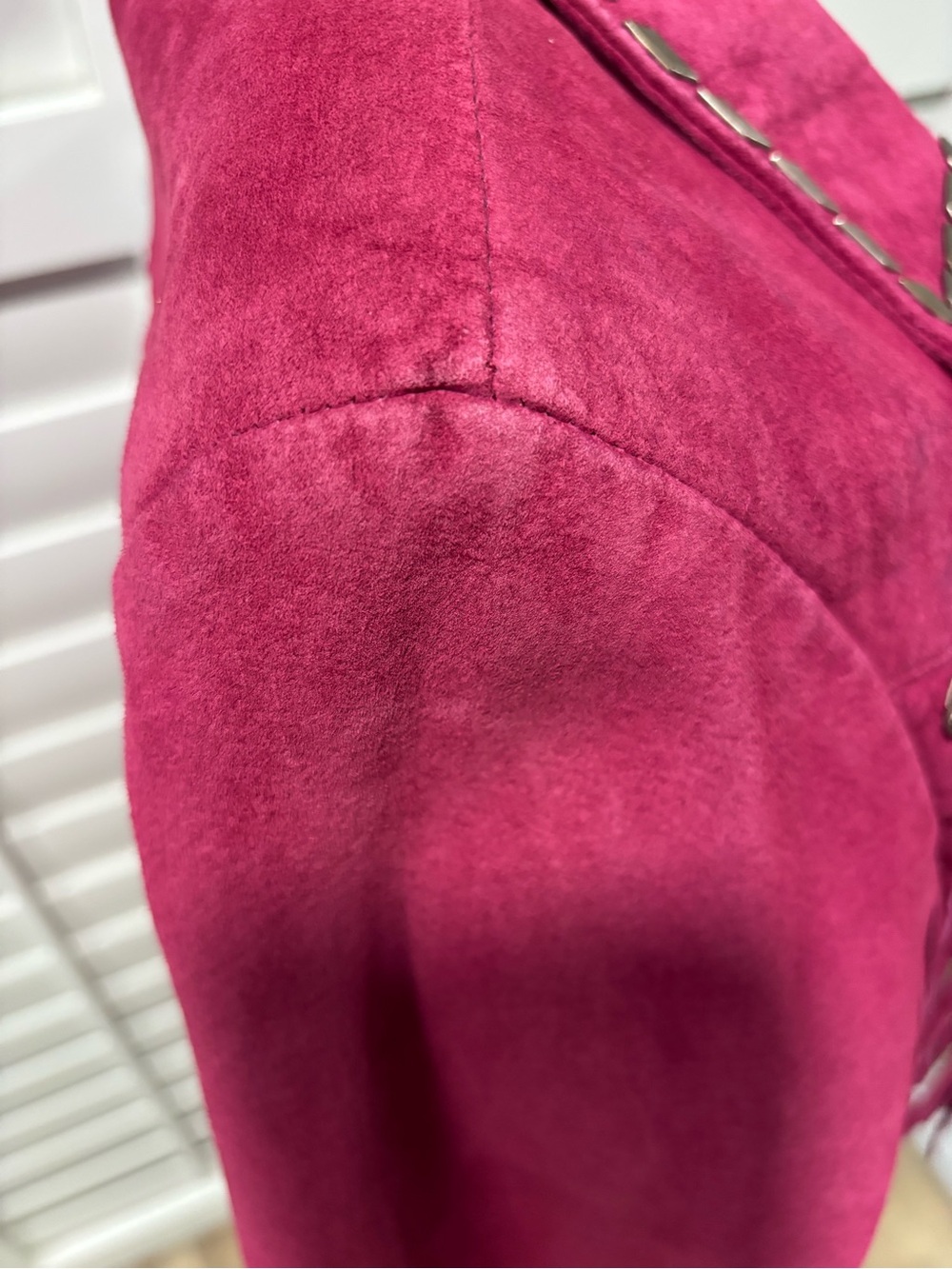 Double D Ranch Magenta Suede Fringe Jacket with Stud Accents - Picture 11 of 11